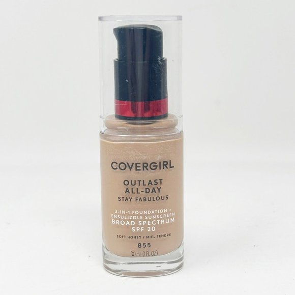 1 x Covergirl Outlast All Day Foundation 855 Soft Honey - Picture 1 of 3